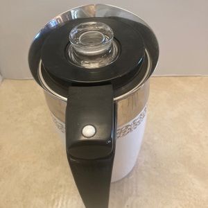 Corning Ware 6 cup Electromatic Percolator 1966. Platinum Lace design tested